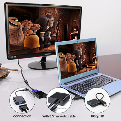 Cablu adaptor HDMI la VGA, 1080p Full HD 60 Hz, 20 cm, Negru BESTSELLS
