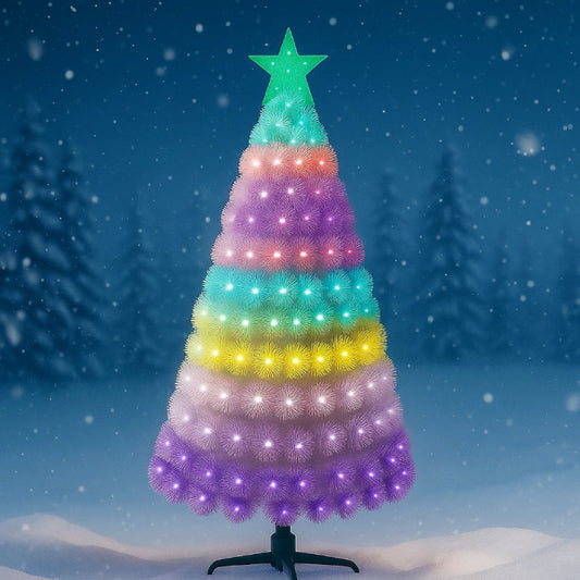 Brad Artificial Multicolor de Crăciun HOZRO, Design Modern și Elegant, Ramuri Bogate și Realistice, Ușor de Montat și Ideal pentru Decor Festiv Strălucitor HOZRO