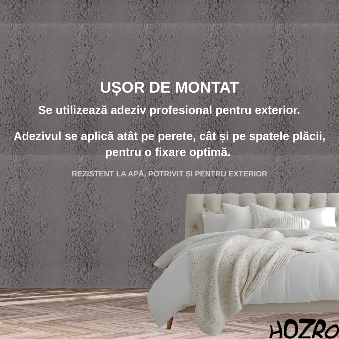 Panouri Decorative Exterior HOZRO, Soft Stone Skin 60 x 120 cm – Finisaj Elegant Tip Piatră, Montaj Rapid, Rezistență Ridicată pentru Fațade Moderne, Model 602-35 BESTSELLS