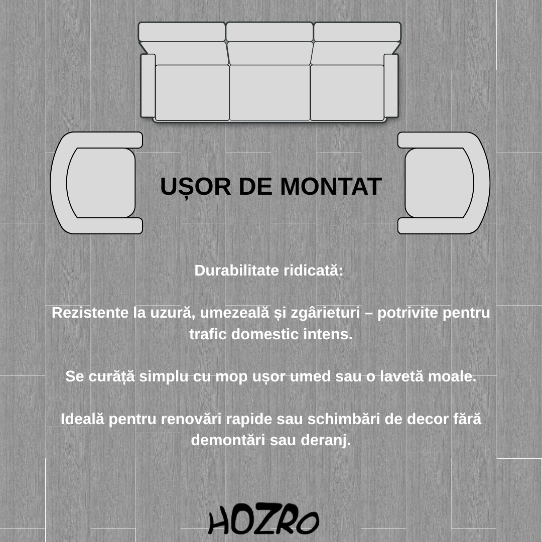 Plăci PVC Autoadezive HOZRO, Tip Lemn – Design Elegant, Montaj Rapid și Durabilitate în Timp, 602-28 BESTSELLS