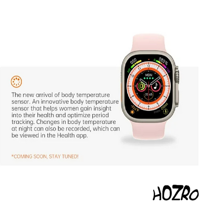 Smartwatch HOZRO, X8 Pro Max, Gri, Ecran HD, Monitorizare Sănătate, IP67 Waterproof, Notificări, Sport, Apel Bluetooth, Compatibil Android & iOS HOZRO