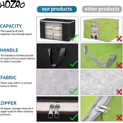 Geantă de Depozitare Neagră HOZRO, Mărimea M – Organizator Practic și Spațios pentru Haine, Lenjerii, Jucării sau Accesorii, Material Rezistent și Design Elegant HOZRO