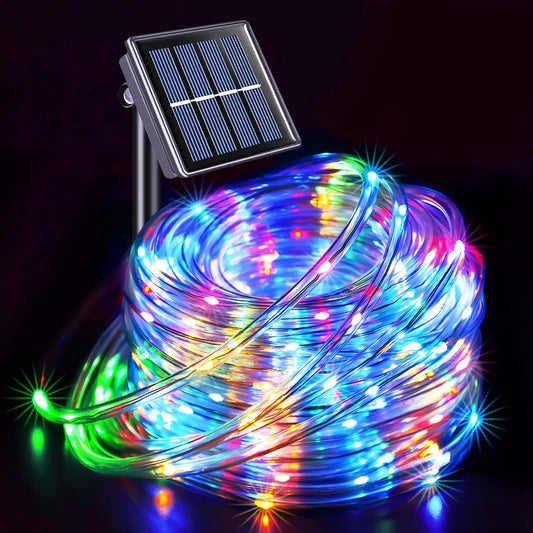 Furtun Luminos LED HOZRO, pentru Exterior cu Incarcare Solara 10M - 60LED -  Ideala pentru Gradina, Pom si Decor de Sarbatori, Lumina Multicolor HOZRO