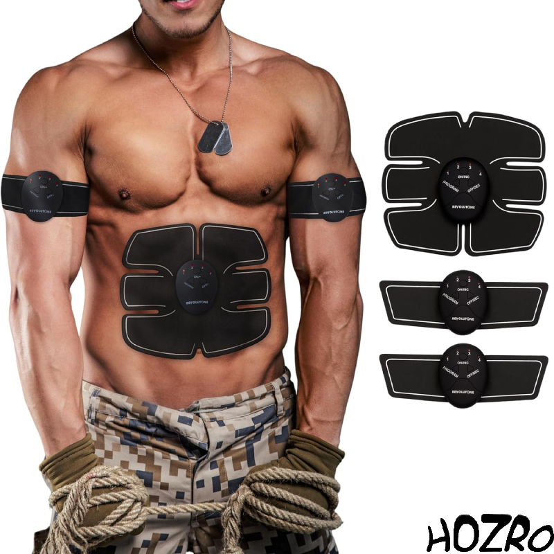 Centură EMS Cristiano Ronaldo Smart Fitness – Set 3 Piese pentru Electrostimulare Musculară Abdomen, Biceps și Corp, Antrenament Eficient Acasă pentru Tonifiere și Definire HOZRO