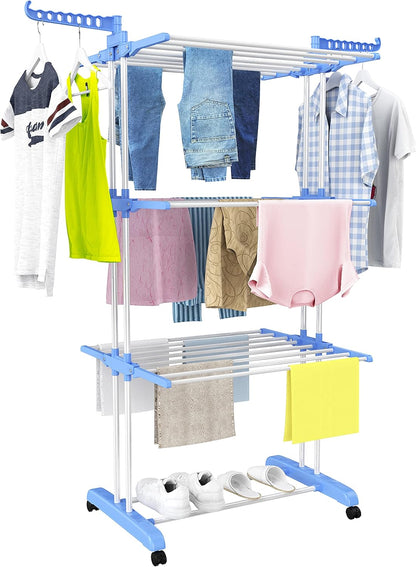 Pachet Smart pentru Uscarea Rufelor – Etajeră Verticală cu 3 Niveluri + Bilă Antișifonare Cadou BESTSELLS