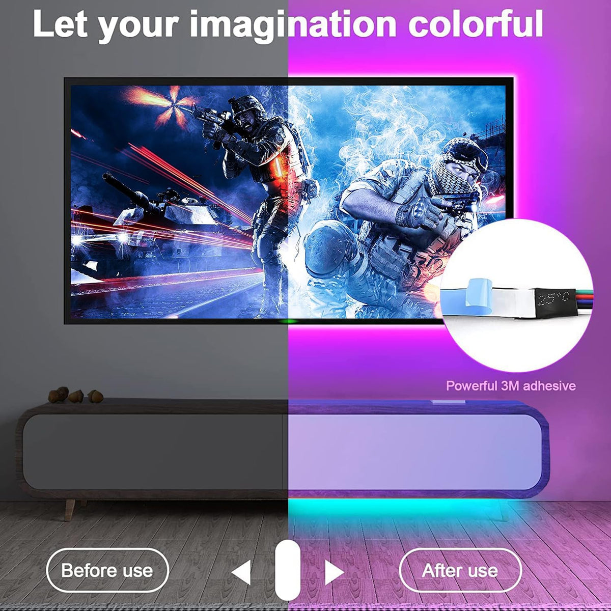 Bandă LED TV USB RGB cu telecomandă, iluminare ambientală pentru televizor BESTSELLS