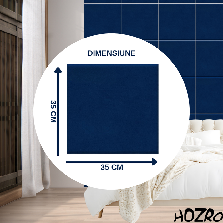 Panou tapitat pentru perete – sticker imitatie material textil, HOZRO, decorare practica și rapidă, 35x35 cm, VELVET HOZRO