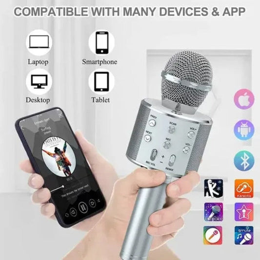 Microfon Wireless pentru Karaoke cu Bluetooth, Silver – Distracția începe aici! 🎤 BESTSELLS