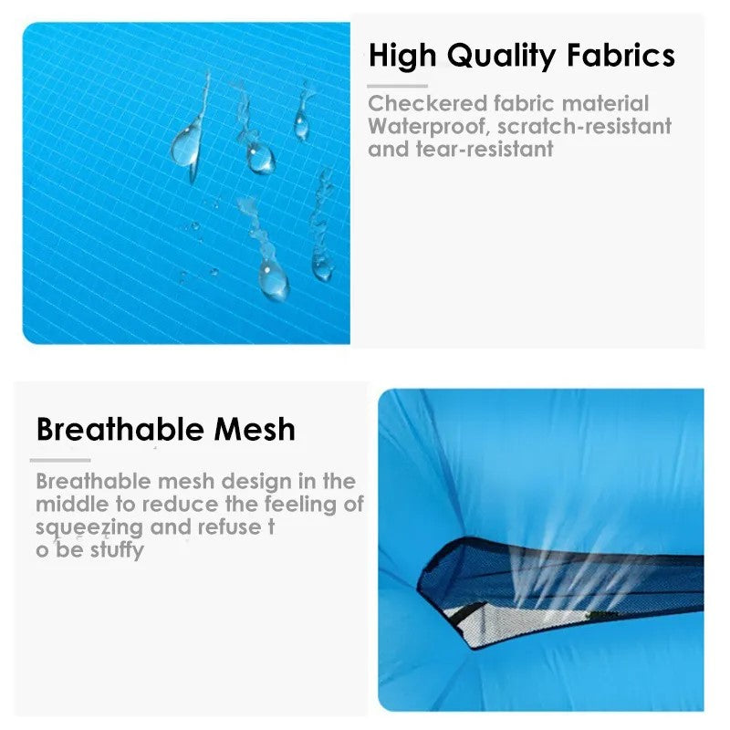 Saltea Gonflabilă Lazy Bag Tip Sezlong – Perfectă pentru Camping, Plajă și Piscină! 🏖️Blue BESTSELLS