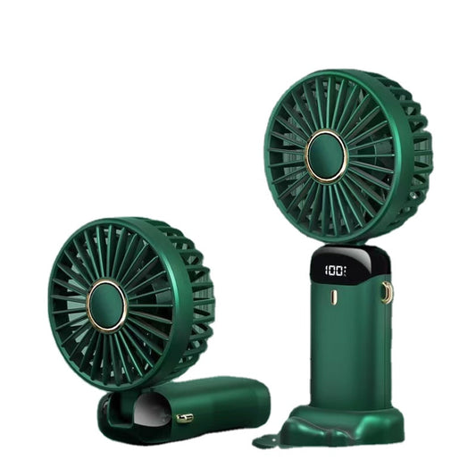 🎁 1+1 GRATIS – Ventilator Portabil HOZRO, 4 în 1 cu Aromaterapie 💨 De Mână, Birou, Gât, LCD, USB, 12h Autonomie, Verde Închis, 4000 mAh HOZRO