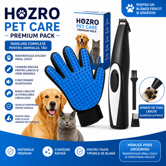 🐾 Pachet Promoțional Tuns Labute și Periat HOZRO®, Kit PET CARE PREMIUM PACK complet pentru îngrijirea câinilor și pisicilor HOZRO