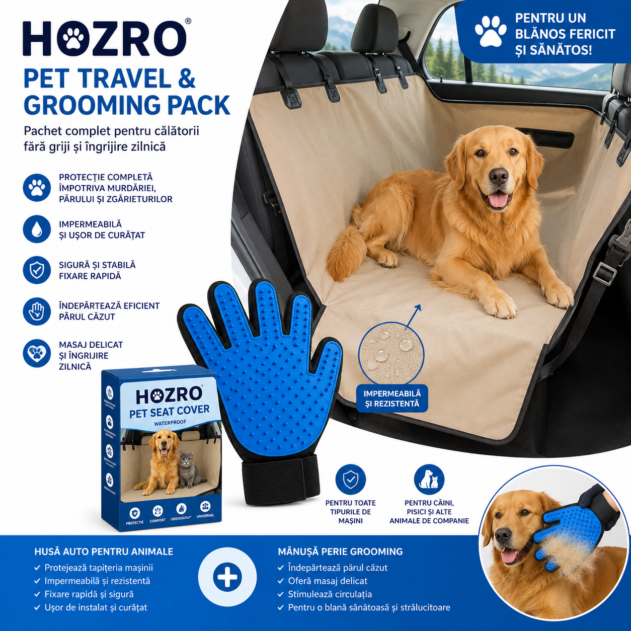 🐾 Pachet Promoțional HUSA ANIMALE și Periat HOZRO®, HOZRO