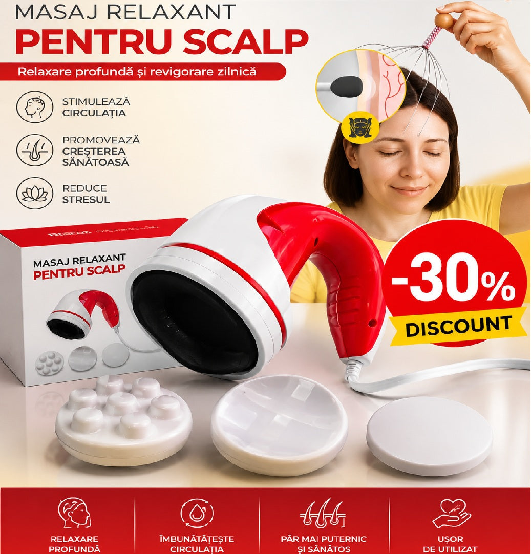 Pachet Masaj HOZRO: Aparat Multifuncțional Relax & Tone, Roșu + Dispozitiv Capilar Antistres HOZRO
