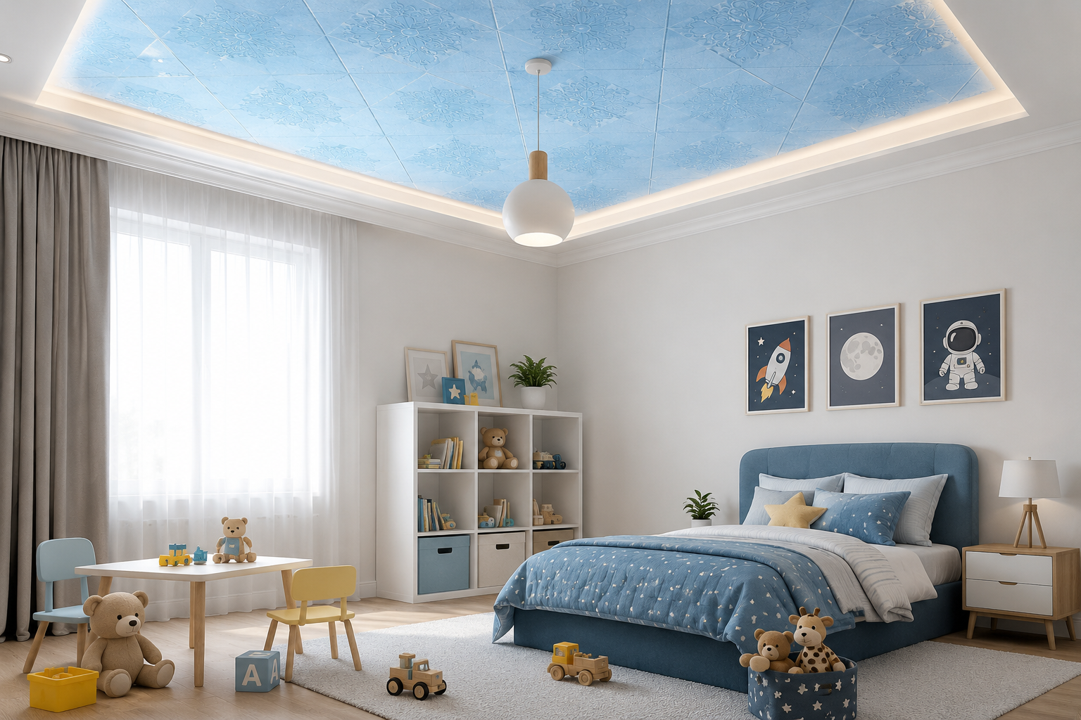 Tapet 3D autoadeziv HOZRO, Model imitatie caramida, design modern, foarte usor de montat, Albastru HOZRO