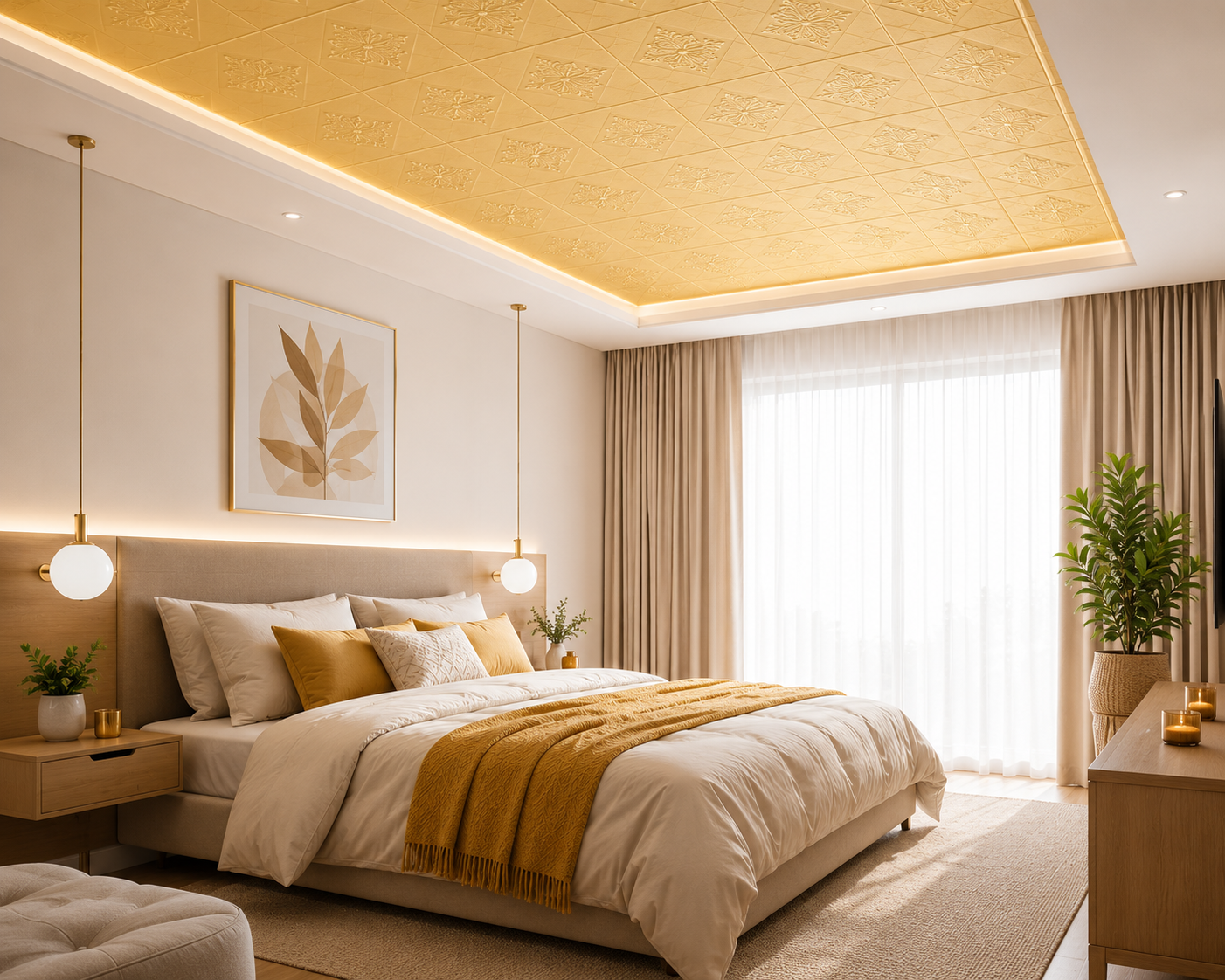 Set Tapet 3D Hozro autoadeziv, Model abstract flori, design modern, foarte usor de montat, Tapet 77 GALBEN HOZRO