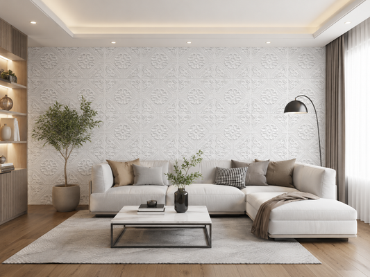 Set Tapet 3D Hozro autoadeziv, Model abstract, design modern, foarte usor de montat, Tapet 9 Alb HOZRO