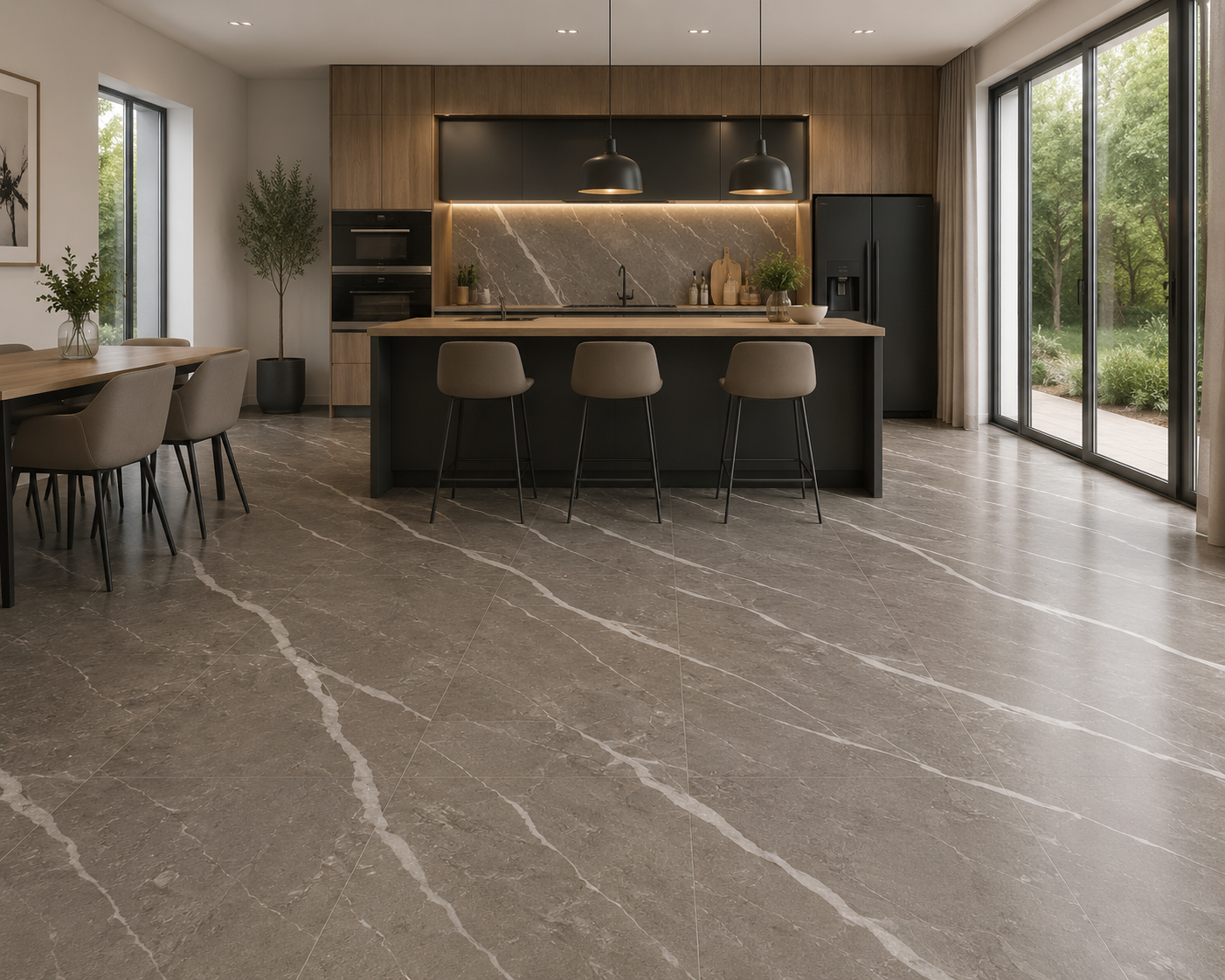 Placi PVC Autoadezive HOZRO, Pentru Podea, Stil Marmura, Grosime 1.4 mm, Culoare Gri Alb, Model ALM 2-5 – Rezistente si Usor de Montat HOZRO