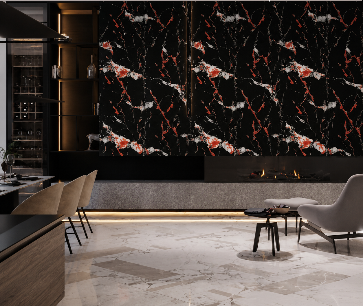 Set placi Hozro, Tapet imitatie Marmura decorativa autoadezive, pentru pereti, model abstract, 60x60 cm, 250-25, grosime 2mm BESTSELLS