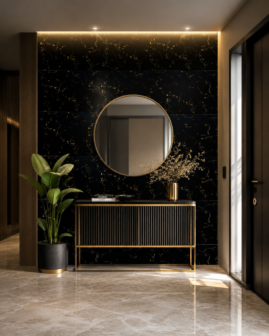 Placi imitatie Marmura autoadezive HOZRO, Model abstract, pentru pereti, design modern, foarte usor de montat, 116-14 Negru HOZRO