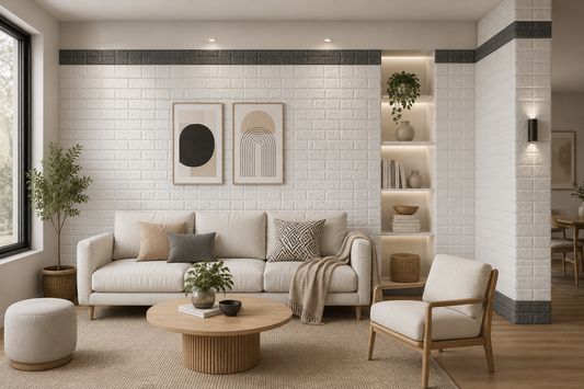 Tapet 3D autoadeziv, Model imitatie caramida, design modern, foarte usor de montat, Alb HOZRO
