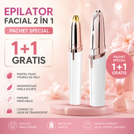 🌸 Set Epilator Facial și Epilator Sprâncene HOZRO® – Epilare Fără Durere, Încărcare USB, Design Portabil tip Ruj HOZRO