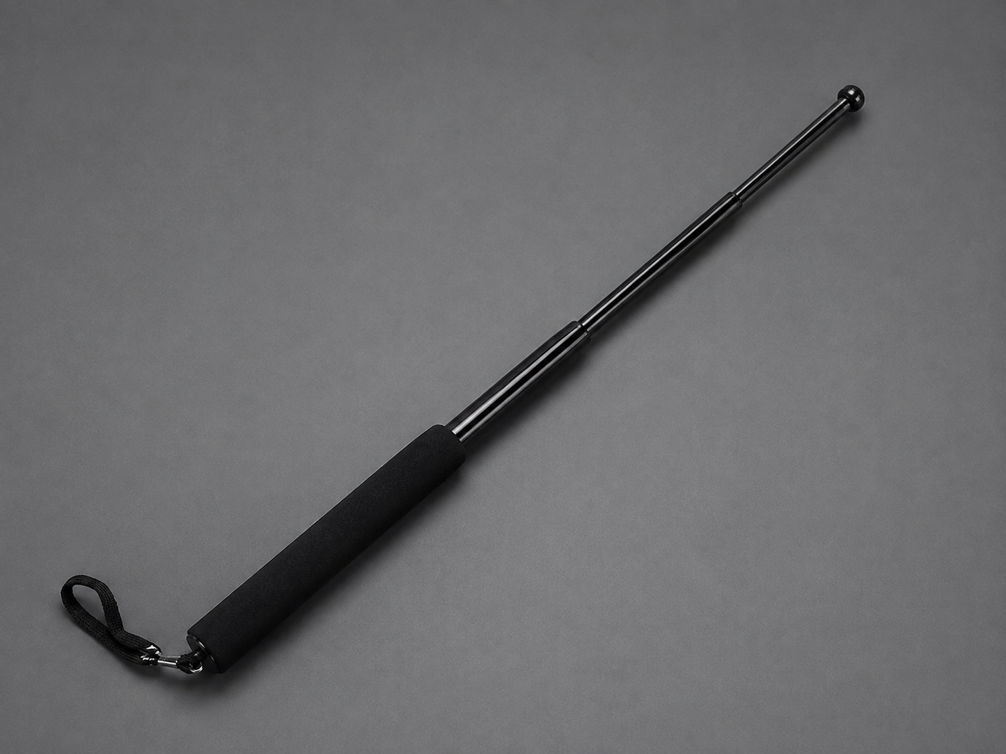 Baston telescopic 64 cm Hozro® din otel inoxidabil cu 4 Elementi cu maner antialunecare si mecanism extensibil design compact si rezistent negru HOZRO