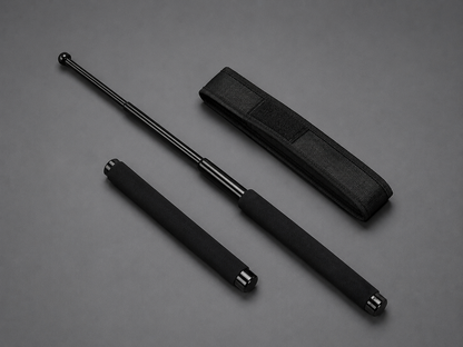 Baston telescopic 64 cm Hozro® din otel inoxidabil cu 4 Elementi cu maner antialunecare si mecanism extensibil design compact si rezistent negru HOZRO