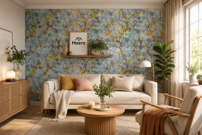 Tapet 3D Decorativ autoadeziv HOZRO, Model Vesel Floral, perete/tavan, waterproof, usor de montat, design modern, 70x70 cm, alb, TAPET 112 HOZRO