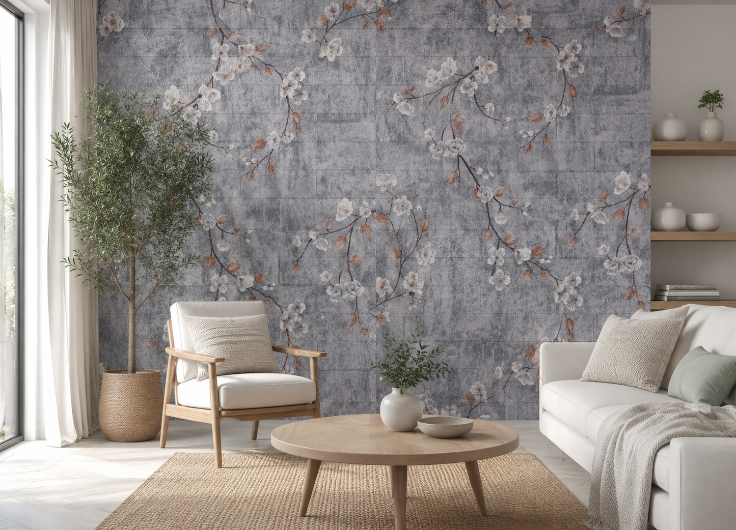 Tapet 3D Decorativ autoadeziv HOZRO, Model Elegant Floral, perete/tavan, waterproof, usor de montat, design modern, 70x70 cm, alb, TAPET 110 HOZRO