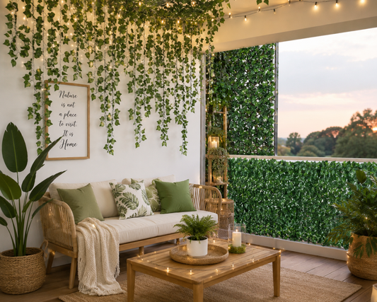 👉 Pachet Premium Decor Grădină și Terasă Hozro® - 2 Role Plasa Gard Artificial de Iederă 2*100x300 cm + Set 24 Ghirlande Iedera Decorative Artificiale HOZRO