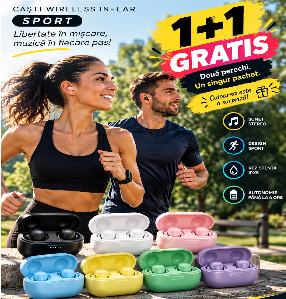 🎧 OFERTĂ SPECIALĂ HOZRO – 1+1 GRATUIT! 🔥 Două perechi casti. Un singur pachet. Mai multă libertate. HOZRO