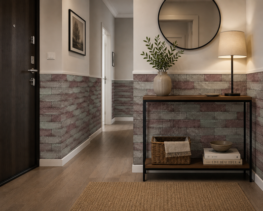 Tapet 3D autoadeziv HOZRO, Model imitatie caramida, design modern, foarte usor de montat, Caramida Maro/Crem HOZRO