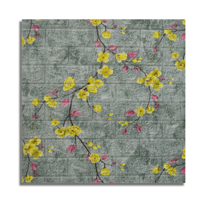 Tapet 3D Decorativ autoadeziv HOZRO, Model Vesel Floral, perete/tavan, waterproof, usor de montat, design modern, 70x70 cm, alb, TAPET 112 HOZRO