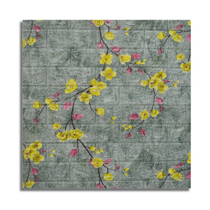 Tapet 3D Decorativ autoadeziv HOZRO, Model Vesel Floral, perete/tavan, waterproof, usor de montat, design modern, 70x70 cm, alb, TAPET 112 HOZRO