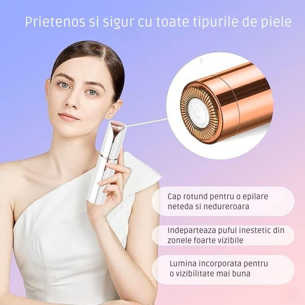 🌸 Set Epilator Facial și Epilator Sprâncene HOZRO® – Epilare Fără Durere, Încărcare USB, Design Portabil tip Ruj HOZRO