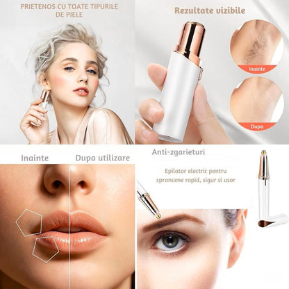 🌸 Set Epilator Facial și Epilator Sprâncene HOZRO® – Epilare Fără Durere, Încărcare USB, Design Portabil tip Ruj HOZRO