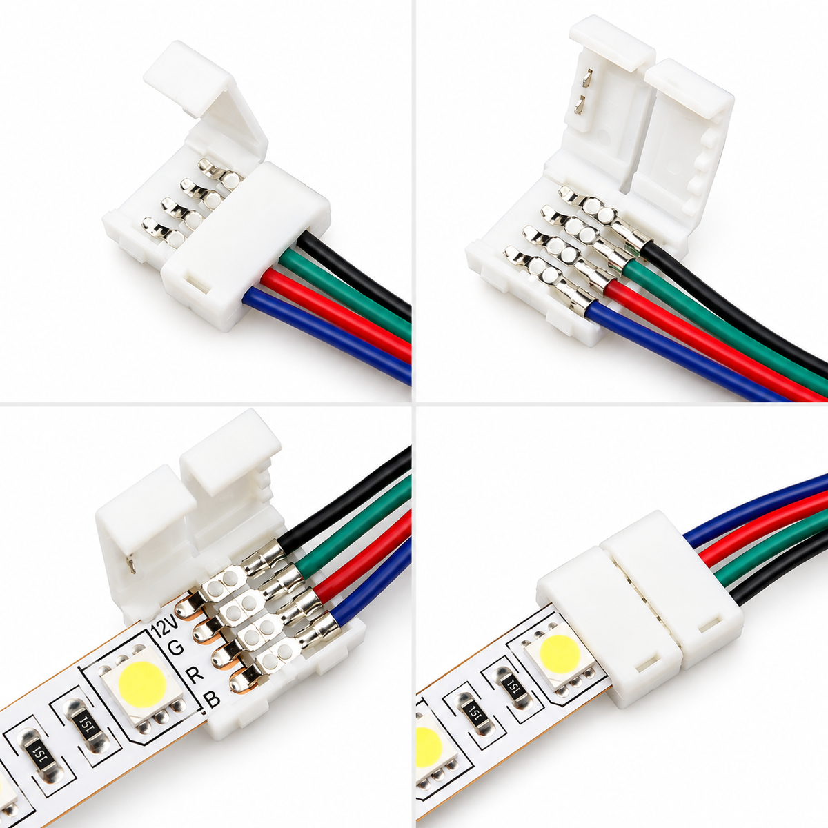 Conector pentru benzi LED, 10mm, RGB, 12V/24V, 16cm, Cn 09, Multicolor - Set 10 bucăți BESTSELLS