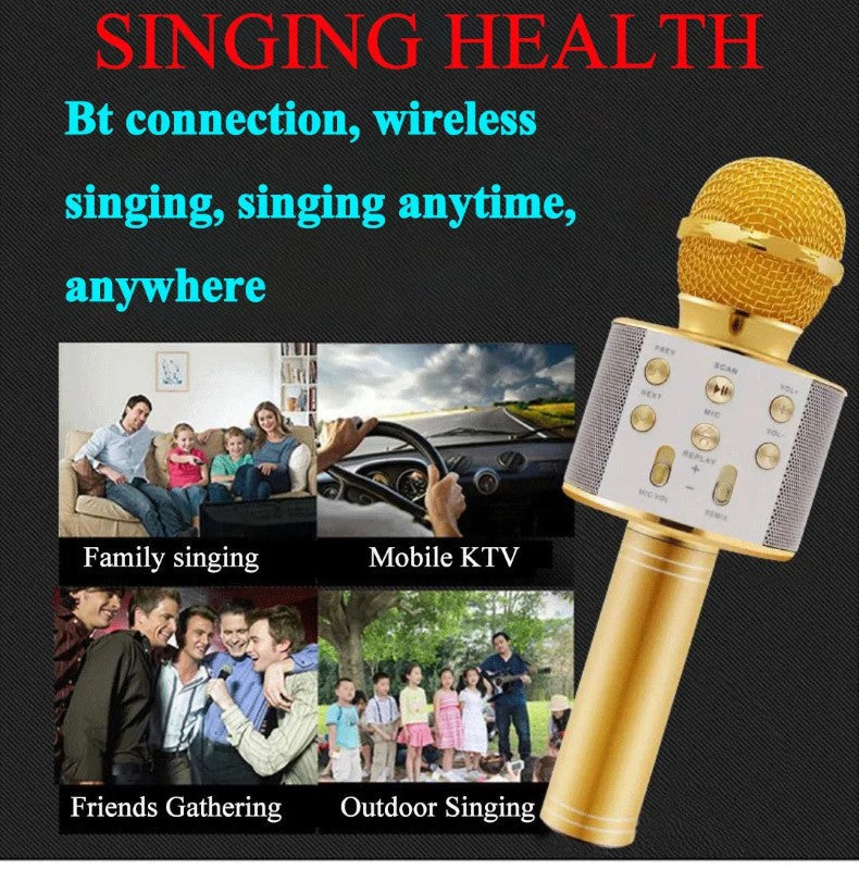 Microfon Wireless pentru Karaoke cu Bluetooth, Gold– Distracția începe aici! BESTSELLS