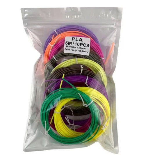 Set 10 Filamente Multicolor HOZRO, pentru Creion 3D PLA 1.75 mm, 5 m Fiecare (50 m Total) – Plastic de Înaltă Calitate, Temperatura de Lucru 160-200℃, Ideal pentru Proiecte Creative și Modele 3D DIY HOZRO