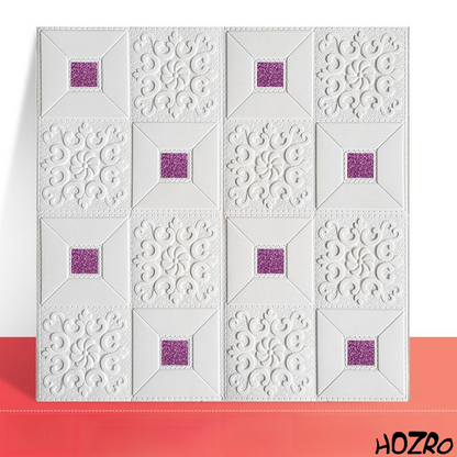 Tapet 3D autoadeziv, Model pentru Tavan/Perete, design modern, foarte usor de montat, Alb/Mov HOZRO