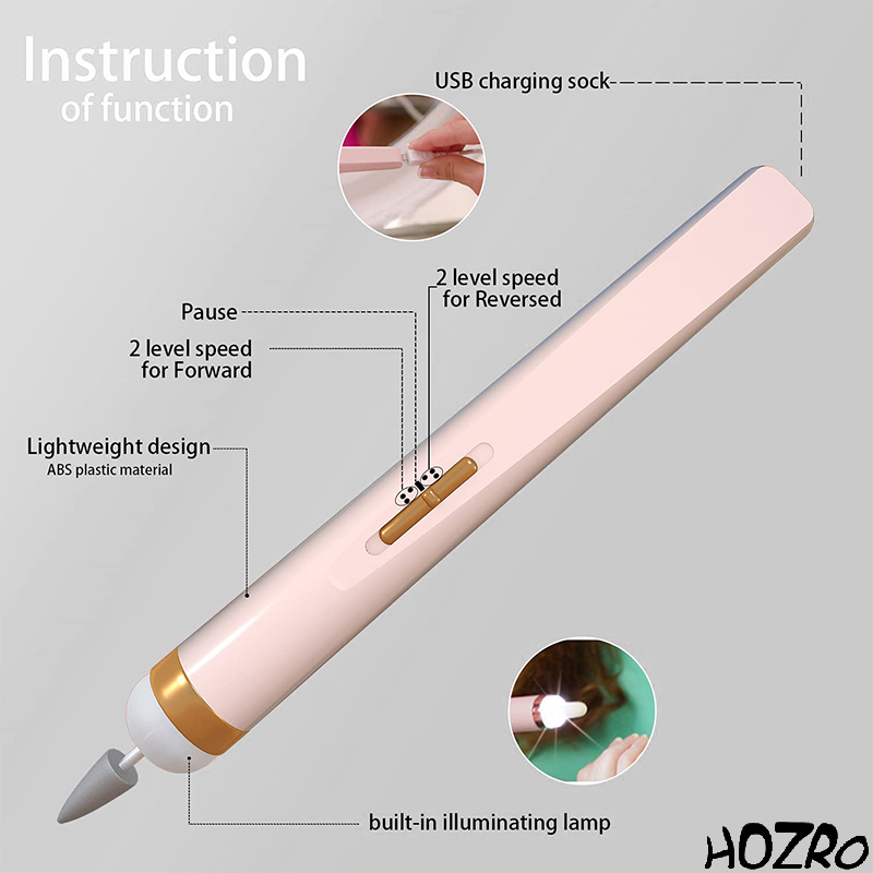 Freză Electrică Unghii HOZRO, Tip Pix Cu Design Compact și Elegant, Culoare Roz HOZRO