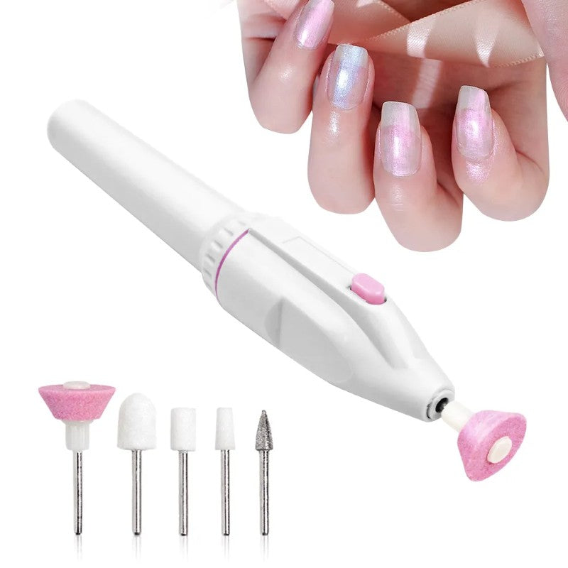 Pila electrica pentru unghii, set mani pedi, cu capetele interschimbabile si doua pile pentru calcai, alb BESTSELLS