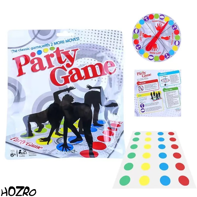 Joc Interactiv HOZRO, Twister Party Game pentru Familie și Prieteni – Distracție, Mișcare și Provocări Amuzante pe Covoraș Colorat cu Indicator Rotativ, Ideal pentru Petreceri, Seri de Joc și Activități pentru Copii și Adulți HOZRO