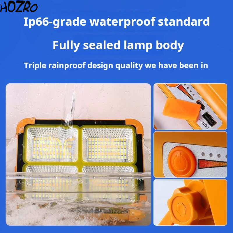 Lampă Solară de Lucru Portocaliu HOZRO, Model 6-48 – LED Puternic, Reîncărcabilă, Portabilă și Rezistentă, Ideală pentru Atelier, Reparații sau Camping HOZRO