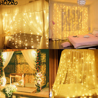 ⭐Perdea Luminoasă LED HOZRO, Ghirlandă Decorativă pentru Interior și Exterior, Iluminare Festivă pentru Crăciun, Petreceri și Evenimente Speciale⭐ HOZRO