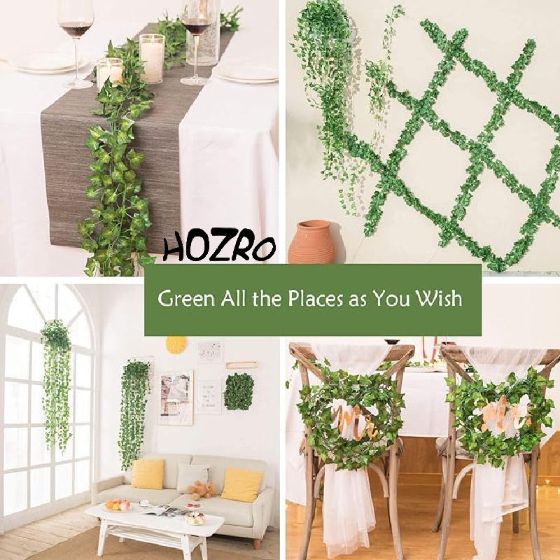 Set 12 ghirlande decorative artificiale HOZRO, aspect natural, rezistente și flexibile, ideale pentru decor interior și exterior, evenimente festive, nunți, petreceri sau amenajări creative HOZRO