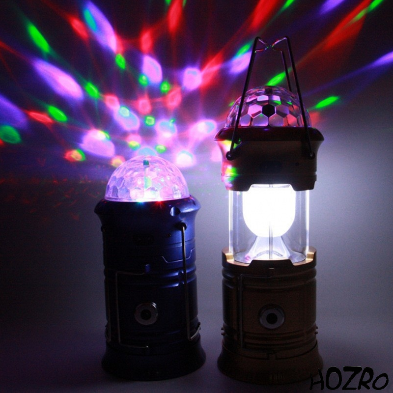Felinar Camping Disco Blue HOZRO, Lampă Portabilă 2 în 1, Iluminare Puternică și Efecte Lumină Party HOZRO
