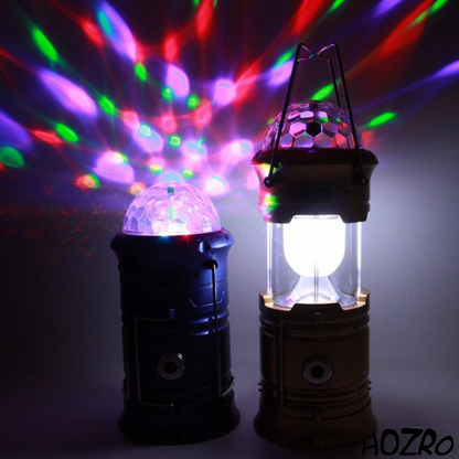 Felinar Camping Disco Blue HOZRO, Lampă Portabilă 2 în 1, Iluminare Puternică și Efecte Lumină Party HOZRO