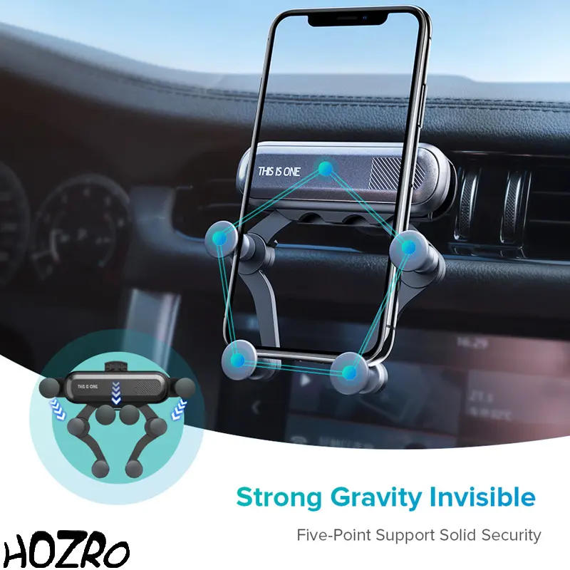 Suport Auto Telefon HOZRO, Gravity, pentru Clema de Ventilație Auto – Fixare Rapidă și Sigură, Design Elegant HOZRO