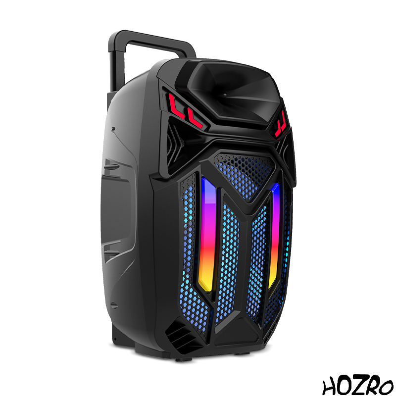 Boxă Portabilă HOZRO, Model ZQS-15108 cu Bluetooth, Microfon Wireless, Putere Mare, Efecte Luminoase LED, Radio FM și Baterie Reîncărcabilă – Sistem Audio Profesional pentru Karaoke, Petreceri și Evenimente HOZRO